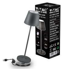1 pz LED 2W Table Lamp (4400mA Battery) Wireless Charging 3000K IP54 Dimmable Gr
