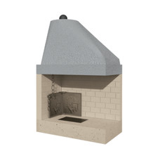 Camino Legna Prefabbricato Refrattario Focolare Aperto Reversibile DS90REF 