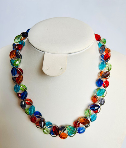 Collana vetro rosso verde - vetro,