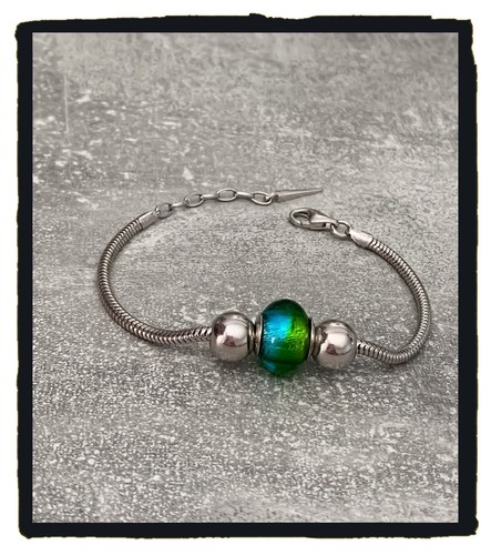 Braccialetto charms blu verde - braccialetto,