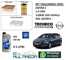 TAGLIANDO FILTRI E 5LT OLIO ORIGINALE 5W30 OPEL ZAFIRA C 1.6 CNG 150 CV 110KW