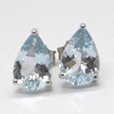 ORECCHINI IN ORO BIANCO 750 18K, ACQUAMARINA GOCCIA, CARATI 2.24