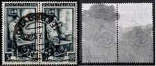 Italia al lavoro con filigrana lettere bassa 8/10 - coppia 5 lire Ruota 1° SA