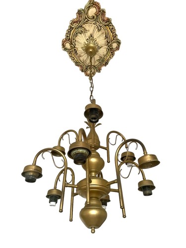 Lampadario ottone liberty - lampadario,