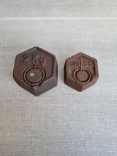 lotto Antico Peso Esagonale Ferro 2kg + 1 kg per Antica Bilancia Bascula vintage