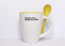 Tazza Matera 2019 viaggio gadget collezione ceramica cucchiaino come nuova 2