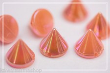 50pz Borchie sfuse a cono da cucire colore rosa effetto aurora boreale1X0,9cm