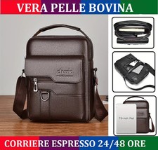 BORSELLO L UOMO TRACOLLA IN VERA PELLE BORSA A SPALLA CROSSBODY ELEGANTE MARRONE