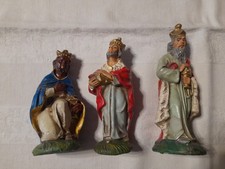 Vecchie statuine presepe anni 1950/60 TRE RE MAGI vintage cartapesta