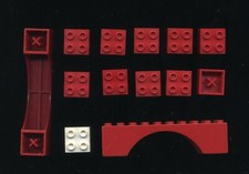 LEGO MINITALIA 11 mezzi mattoni e 2 ponti Rossi bottoni vuoti X Rari [Denmark 69