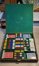 Set fiches dadi carte poker Dal Negro, legno e cuoio, vintage poker chip set