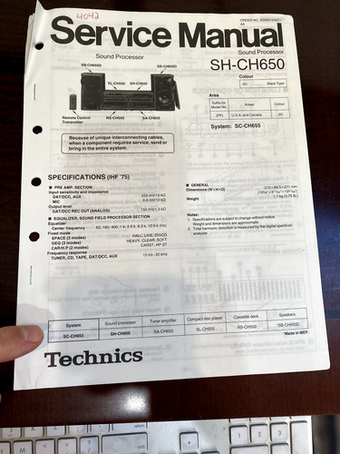 Technics ch650 manuale di - technics, sh-ch650