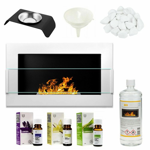 Cheminée bio éthanol blanc - cheminée,