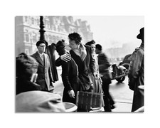 Quadro stampa su tela con vernice effetto dipinto - bacio Doisneau