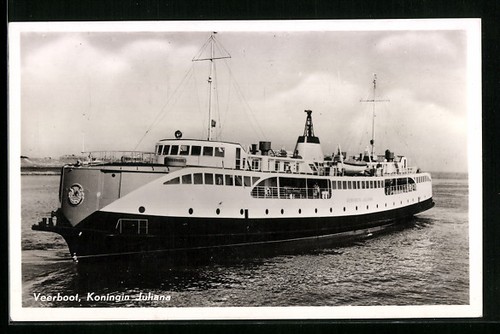 Cartolina veerboot koningin - cartolina, veerboot,
