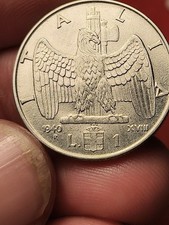 MONETA 1 LIRA 1940 REGNO D'ITALIA - AQUILA E FASCIO - V.E. III - Amagnetica