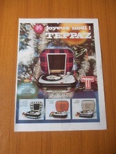 TRANSITRADIO RECORD PLAYER TEPPAZ PORTABLE BATTERY OPERATED AD 1965 