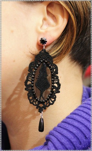 Orecchini pizzo macrame - orecchini,
