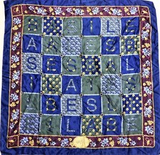 FOULARD 100% PURA SETA SILK SOIE VINTAGE DONNA BASILE (1631) 86cm x 86cm