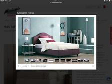 Letto Flou 1 piazza e mezza in tessuto con rete ortopedica e contenitore