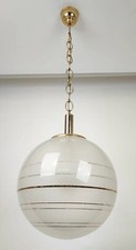 Lampadario Globo palla sfera vetro pulegoso opaco righe dorate d40cm -53F)