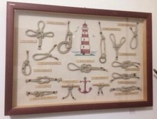 quadro nautico artigianale con nodi marinari fatto a mano con vetro