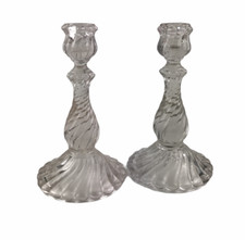 Antico set portacandele conico in vetro Fostoria 1901