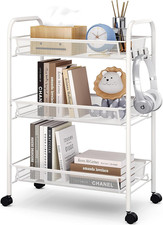 Carrello con ruote in metallo a 3 livelli, carrello di utilità in filo di rete facile da assemblare, carrello di stoccaggio