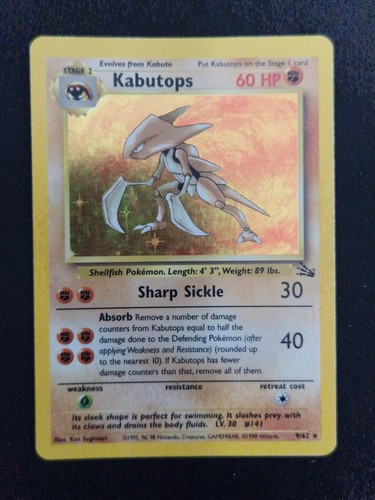 Pokemon card kabutops 62 - kabutops, 9/62