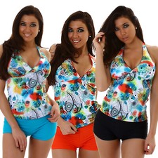 Tankini donna taglie curvy forti costume da bagno pantaloncino top 731