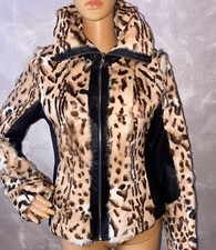 DONNA/WOMAN GIUBBOTTO/GIACCA 100% PELLE VERA E PELO DI CONIGLIO LEOPARDATO