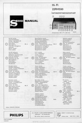 Manuale servizio philips 22 - manuale,