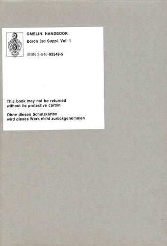 Boron compounds 3rd supplement - boron,
