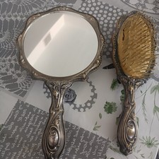set specchio e spazzola antica del 900 in argento 