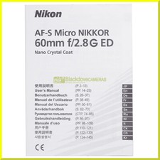 Manuale originale per Nikon AF-S Micro Nikkor 60mm f2,8 G ED (I E G F S J)