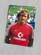 WOLFGANG DREMMLER FC Bayern vicecampione del mondo 1982 firmato Commodore card 10x15