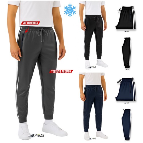 Pantalone tuta acetato bande - pantalone,