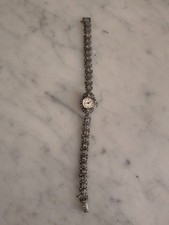 orologio vintage donna, da sera, Anni 80, argento con marcassite, funzionante