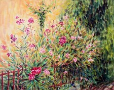 Quadro moderno dipinto a mano olio su tela Giardino Fiorito