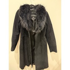 Cappotto pelle Venus Williams Wilson collo pelliccia sintetica nero trapuntato XL