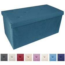 Panca Contenitore Velluto Cassapanca Rettangolare Seduta Baule Vari Colori