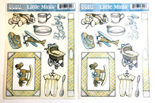 Baby Boy Vintage Buggy Airplane Rocking Horse Shoes Clear Stickers Lot of 2 RARE