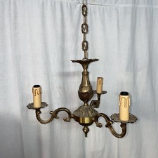 Lampadario Rococo In Ottone A 3 Luci