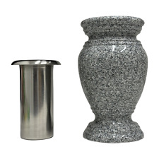 Vaso di fiori cimitero commemorativo - vaso in vero granito con interno in acciaio inox