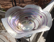 Poschinger Vetro Elasticizzato Bohemien Grande Centrotavola Art Nouveau Ciotola a Spirale