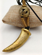 COLLANA LUNGA ETNICA - CON PENDENTE IN OTTONE CON ZANNA