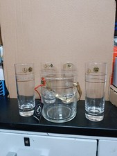 Set Cristallo 4 Bicchieri + Cestello Ghiaccio Intagliato A Mano Bleikcristal