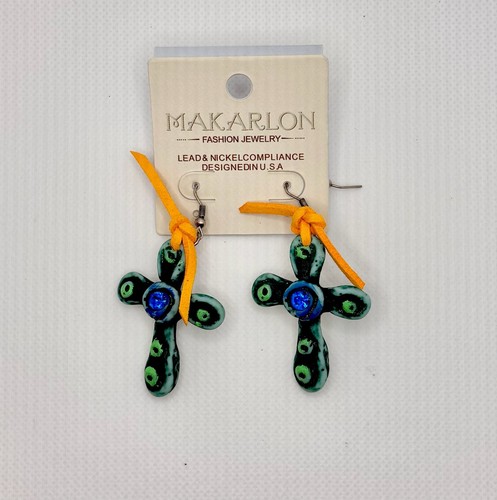 Orecchini boho croce argilla - orecchini,