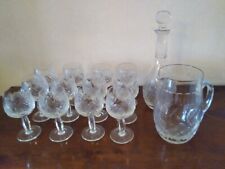 servizio da 12 bicchieri calici cristallo molato con brocca e bottiglia