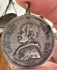 MEDAGLIA PAPA LEONE XIII MEDAGLIA ARGENTO 50° 1893 OLEO SANCTO MEO UNXI EUM - 4
